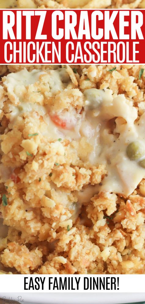 Crispy Ritz Chicken Casserole, Crouton Chicken Casserole, Creamy Chicken Ritz Casserole, Healthy Ritz Chicken Casserole, Crispy Chicken Casserole Recipes, Chicken Casserole With Ritz Topping, Chicken Casserole With Crackers, Chicken Ritz Casserole Recipes, Yum Yum Chicken Casserole