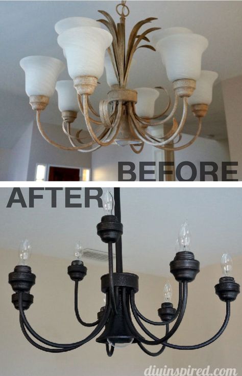 Refresh the look of your old light fixtures and chandeliers with a fresh coat of paint! Learn how here! #DIY Update Old Chandelier Light Fixtures, Updating Chandelier Diy Dining Room, Update Old Light Fixtures Diy, Redo Lighting Fixtures, Diy Old Chandelier Makeover, How To Update A Chandelier, Redo Chandelier Diy, Update Chandelier Diy, Update Chandelier Diy Ideas