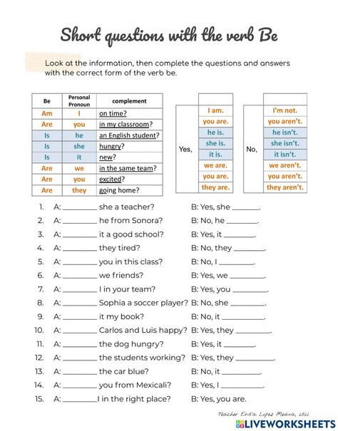 Yes No Questions Verb Be Worksheet, Verb To Be Questions Worksheet, English Literature Notes, Yes No Questions, Verb To Be, Basic English Sentences, English Adjectives, Grammar For Kids, Reading For Beginners