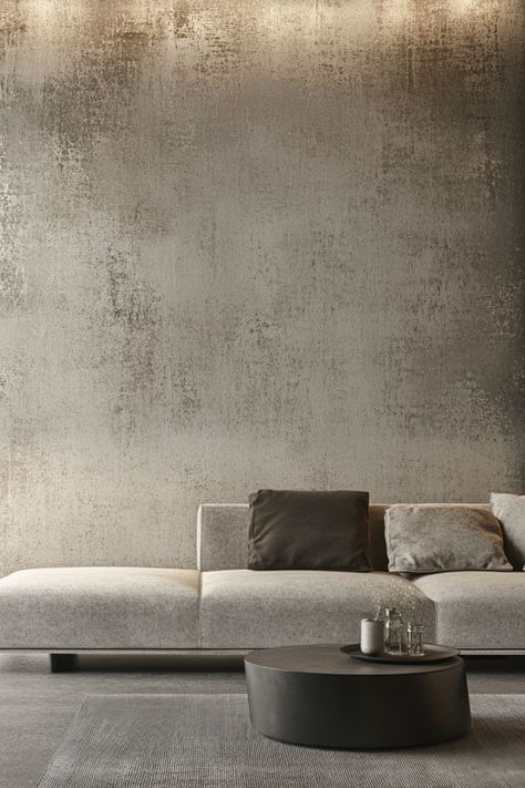 Add texture to your walls for a luxurious and sophisticated feel in any room. #TexturedWalls #LuxuryDecor #HomeStyling Modern Living Room Textured Wall, Wallpaper Textured Walls, Concrete Wall Texture, Cozy Living Room Design, Wallpaper Textured, Flat Paint, Wall Texture, Textured Wall, Concrete Wall