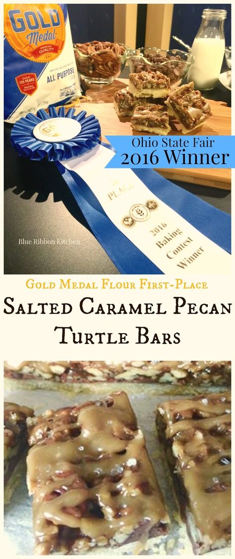 Pecan Turtle Bars, Turtle Cookie Bars, Award Winning Desserts, Fair Week, Bar Treats, Turtle Bars, Sweet Bars, Bars Dessert, Dairy Foods