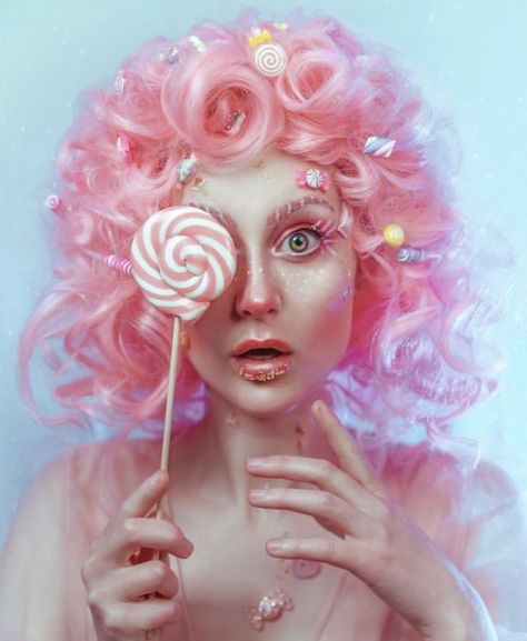 Candy Land Makeup, Gummy Bear Costume, Sugar Plum Fairy Makeup, Cotton Candy Makeup, Hair Color For Morena Skin, Circus Hair, Hair Color For Morena, Jewelry Shoot, Gore Makeup