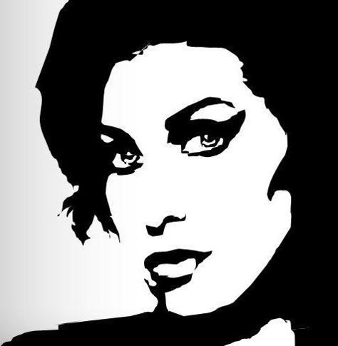 Amy Winehouse Stencil, Amy Winehouse Silhouette, Amy Winehouse Drawing, Face Stencils, Arte Folk, Silhouette Stencil, Pop Art Painting, Amy Winehouse, Stencil Art