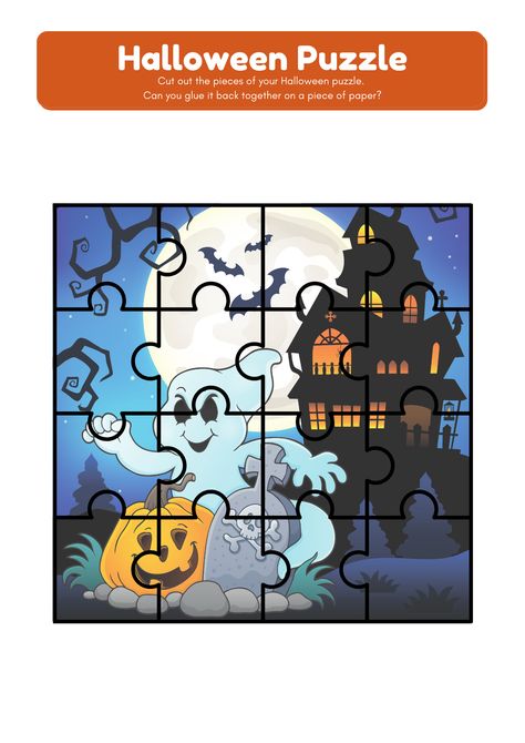 Free printable games, activities and craft templates for toddlers, preschoolers and kindergarten. These cute, fun and Free Halloween Printable Puzzle will be a bit hit with your littles trick or treaters Halloween Preschool Activities Free Printable Free, Halloween Puzzles Printables, Puzzle Template Free Printable, Halloween Activities Preschool, Cub Scout Activities, Halloween Puzzles, Free Printable Games, Craft Templates, Halloween Games For Kids