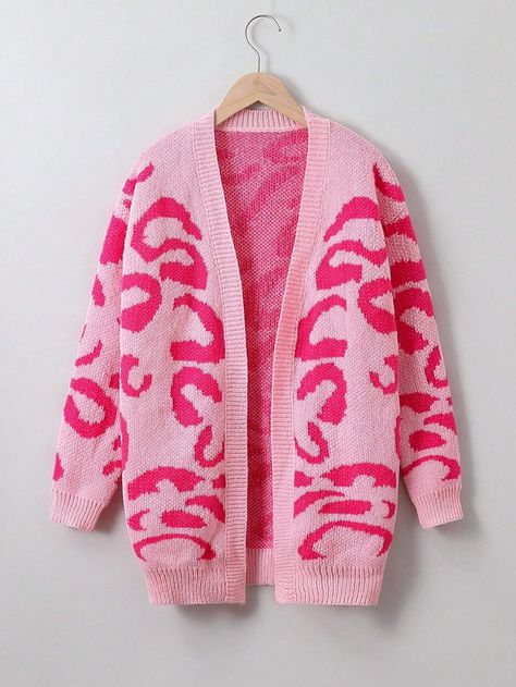 Long Pink Sweater, Allover Pattern, Pullover Outfit, Knit Outerwear, Girls Cardigan, Tie Front Cardigan, Open Front Sweater, Pink Cardigan, Cardigan Long