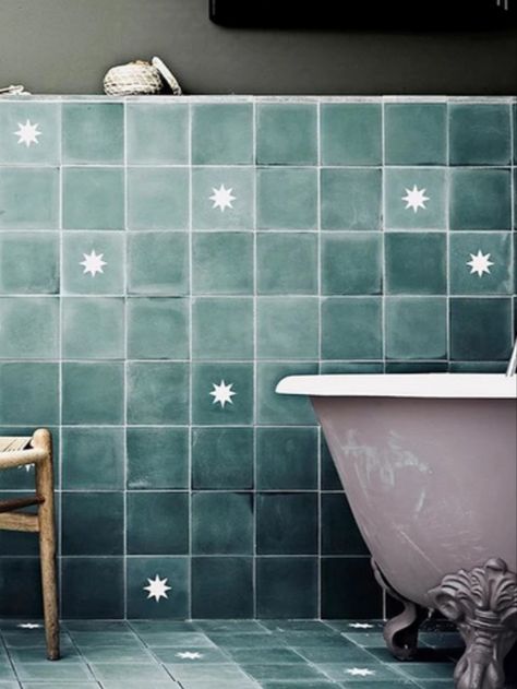 Luna Fennel Tile from Bert & May - Diary of a Tile Addict #tiles #design Bert And May Bathroom, Painted Tiles Bathroom, Bert And May Tiles, Bert And May, Painting Bathroom Tiles, Star Tile, House Vibes, Tiles Design, House Projects