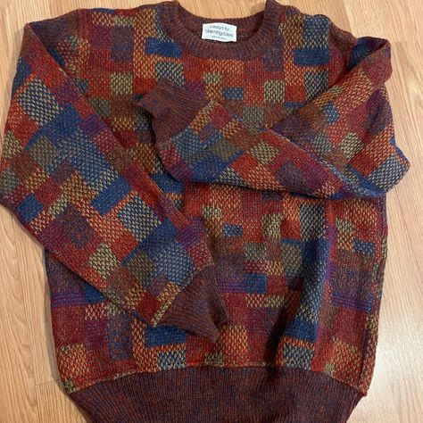 This Rare Vintage Missoni Sweater Ids Never Worn Signature Colors And Pattern Patterned Knit Sweater, Cute Colorful Sweaters, Funky Clothes Men, Eclectic Style Clothing, Funky Sweaters, Missoni Sweater, Vintage Missoni, Funky Clothes, Quick Crochet Patterns