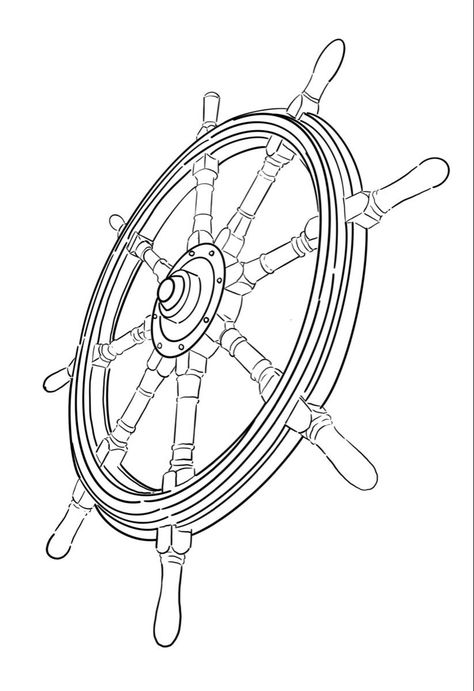 Ships Wheel Drawing, Ship Wheel Tattoo Design, Ship Wheel Drawing, Ship Anchor Tattoo, Small Nautical Tattoo, Nautical Tattoo Design, Sextant Tattoo, Helm Tattoo, Ship Wheel Tattoo