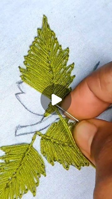 Rainbow Embroidery on Instagram: "Marvelous Leaf Embroidery by Hand" Large Leaf Embroidery Pattern, Leaf Embroidery Tutorial, Embroidery Leaves, Embroidery By Hand, Crewel Embroidery Tutorial, Leaf Stitch, Rainbow Embroidery, Cushion Embroidery, Embroidery Hoop Crafts