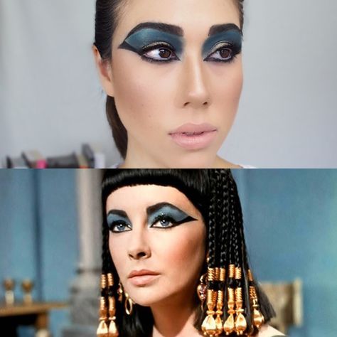 Cleopatra Makeup Ideas, Cleopatra Halloween Makeup, Egyptian Make Up, Egypt Makeup, Photographic Makeup, Cleopatra Makeup, Cleopatra Halloween, Elizabeth Taylor Cleopatra, Egyptian Makeup