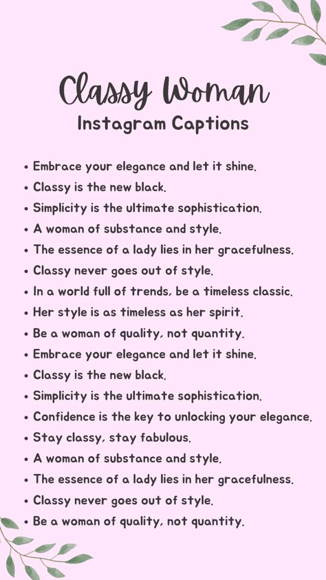 Discover a handpicked collection of classy woman quotes for Instagram that exude timeless elegance and inspiring grace. Quotes For Elegance, Classy Ig Bio Ideas, Caption For Elegant Look, Instagram Captions For Dresses, Instagram Bio Classy, Classy Bio Ideas For Instagram, Classy Instagram Bio For Women, Classy Caption For Women, Classy Words In English