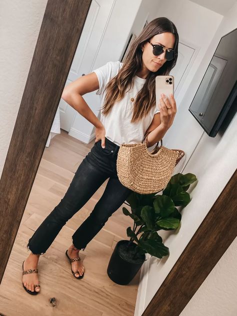 Cropped Jeans Outfit Spring, Straight Cropped Jeans Outfit, Black Jeans Outfit Spring, Cropped Jeans Outfit, Straight Jeans Outfit, Jeans Outfit Spring, Spring Jeans, Looks Jeans, Black Jeans Outfit