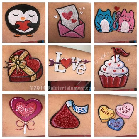 Valentines Day Face Paint For Kids, Valentine Face Painting For Kids, Valentine’s Day Face Paint, Valentines Face Painting Ideas, Valentine Face Paint, Valentines Day Face Paint, Monthly Doodles, Dog Face Paints, Face Painting Images