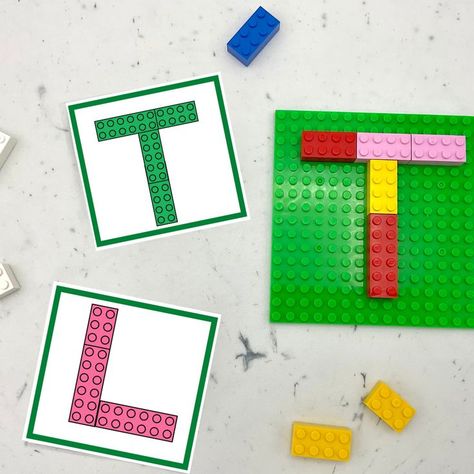 Lego Activities Preschool, What To Build With Legos, Easy Lego Builds For Kids, Letters Activity For Kids, Activities To Learn Letters, Lego Kindergarten, Alphabet Arc, Lego Alphabet, Lego Sorting