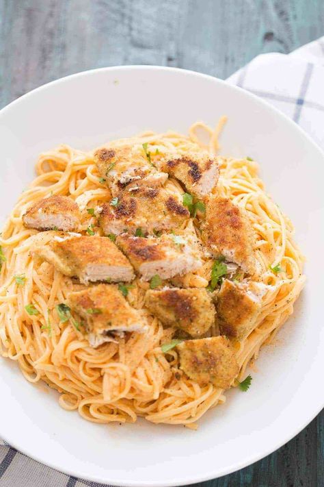 Buffalo Fettuccine Chicken Alfredo | LemonsforLulu.com Buffalo Chicken Alfredo, Fettuccine Chicken, Pan Fried Chicken Tenders, Alfredo Sauce Recipe Homemade, Meal Plan Week, Chicken Fettuccine Alfredo, Sides Dishes, Chicken Fettuccine, Fried Chicken Tenders