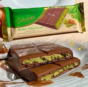 Dubai Chocolate Bar Pistachio Kataifi – Viral Dubai Chocolate with Knafeh and Pistachio Cream, 1 pack 93 gr (1 Pack - 93 gr) Turkish Chocolate, Hand Turkey, Dubai Chocolate, Pistachio Cream, Chocolate Filling, Baklava, Gourmet Food, Chocolate Bar, Pistachio