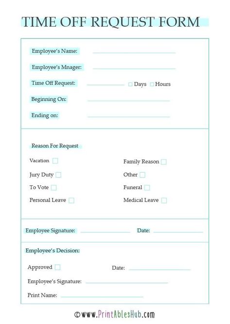 If you are an employee, making a time off request form from scratch may be quite stressful. Don't worry, we've got you covered with this easy to use Printable Time Off Request Form. Also, we added Employee Time Off Record Template for you. Download the free pdf from the website at just one click

#printabletimeoffrequest #timeoffrequestform #printableemployeetimesheets #printableemployeeschedule #employeetimesheet #printableshub Request Off Form Employee, Employee Forms, Time Off Request Form, Employee Day, Daycare Checklist, Record Template, Black Background Quotes, Leave Of Absence, Good Leadership