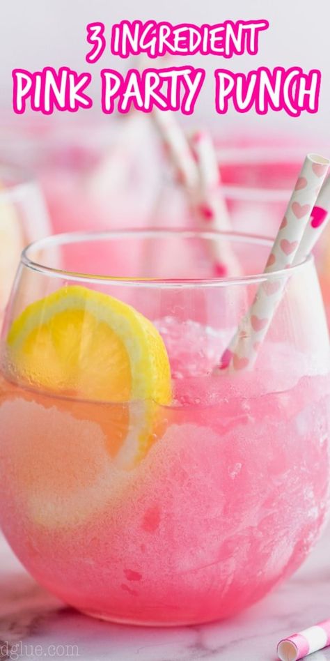 Three Ingredient Pink Party Punch - Simple Joy Party Alcoholic Punch, Pink Party Punch, Pink Punch Recipes, Pink Party Punches, Party Punch Alcohol, Alcoholic Punch Recipes, Pink Snacks, Party Punch Recipes, Alcoholic Punch