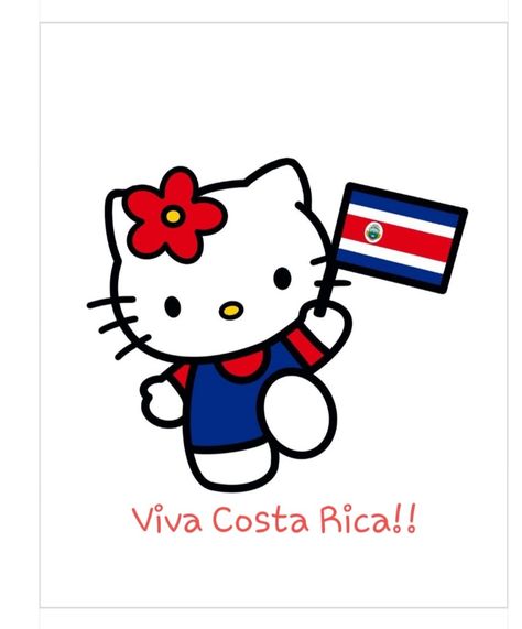 Hello Kitty Holding Flag, Costa Rica Flag, Honduras Flag, Wallpapers Cartoon, Beach Icon, Kitty Items, Kitty Art, Hello Kitty Art, A Flag