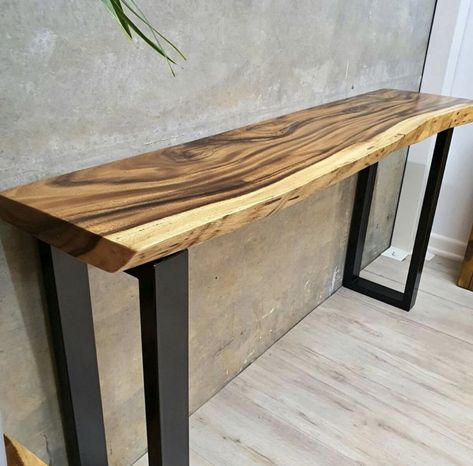 Live Edge Console Table, Breakfast Bar Table, Rustic Entryway Table, Entrance Console, Mango Trees, Live Edge Bench, Table Hallway, Table Build, Table Live Edge