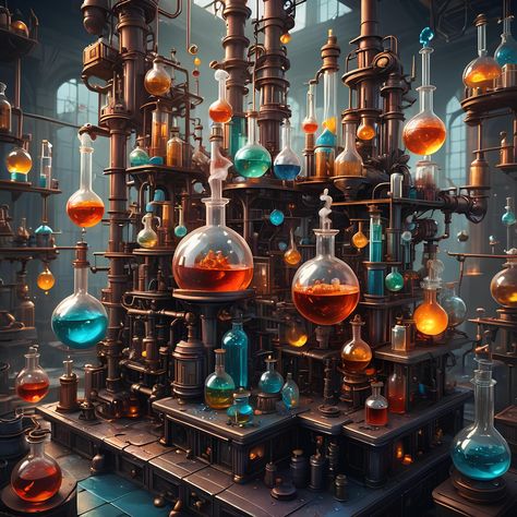 Futuristic Alchemy Laboratory made with SDXL 1.0 😄 Prints available on themagicprintsus.myshopify.com Alchemy Laboratory, Alchemy Lab, Chemistry Kit, Steampunk Book, Doodle Frames, Dream Book, Alchemy, Steampunk Art, Dream City