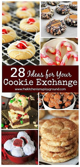 28 Cookie Exchange Ideas ~ These Christmas treats will be the hit of any get-together! Check out this collection of ideas for your cookie exchange to find so many beauties to share. www.thekitchenismyplayground.com Cookie Exchange Recipes Easy, The Kitchen Is My Playground, Christmas Cookie Exchange Recipes, Amazing Cookie Recipes, Cookie Exchange Recipes, Favorite Christmas Recipes, Popular Cookies, Cookie Exchange Party, Holiday Cookie Exchange