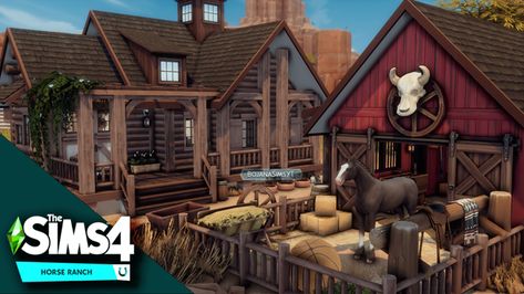 Small starter home for a horse owner | Patreon Small Starter Home, Sims 4 Horse Ranch, Horse Bedroom, Starter House, Sims Building, Sims House Plans, Sims House Design, Los Sims, Horse Ranch