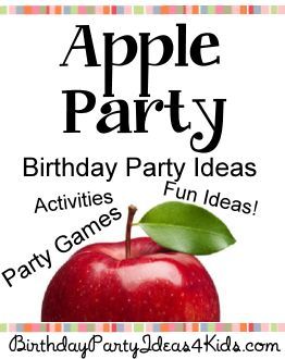 Apple theme Birthday Party Ideas for kids, tweens and teens. Fun ideas for party games, activities, food, favors and more! https://birthdaypartyideas4kids.com/apple-party.html #apple #party #birthday #ideas #games Apple Festival Ideas, Apple Games For Kids, Apple Games For Adults, Apple Theme Games, Apple Of My Eye Birthday Party, Apple Party Theme, Apple Theme Parties, Pink Party Foods, Apple Games