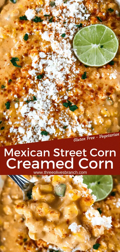 Cream Corn Mexican, Elote Cream Corn, Brisket Elote Recipe, Elote Creamed Corn Recipe, Creamed Corn Uses, Creamed Street Corn, Mexican Corn Elote, Jalepeno Creamed Corn Recipe Crockpot, Spicy Cream Corn Recipe