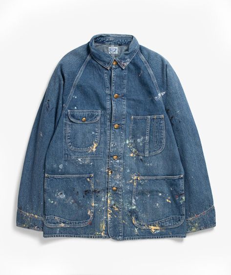 Painters Coat, Paint Jeans, Denim Coverall, Denim Workwear, Work Coat, Denim Inspiration, Painted Jeans, Chore Coat, Work Jacket