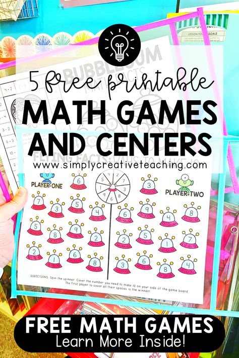 Math Games For 1st Grade Free Printable, How Many More 1st Grade, Second Grade Math Manipulatives, Kindergarten Math Stations Free, Math Stations 2nd, First Grade Math Stations, Math Games For 1st Grade, Partner Math Games, 1st Grade Math Activities