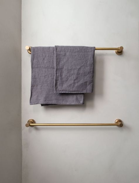 One of the perks of our Single Electric Heated Towel Bar is that you can decide where to place them and how many of them you would need. This one is finished in Aged Brass. Edwardian Mansion, Heated Towel Bar, Boutique Bathroom, Shower Images, Brass Towel Bar, How To Polish Copper, Kitchen Shower, Living Interior, Basin Taps