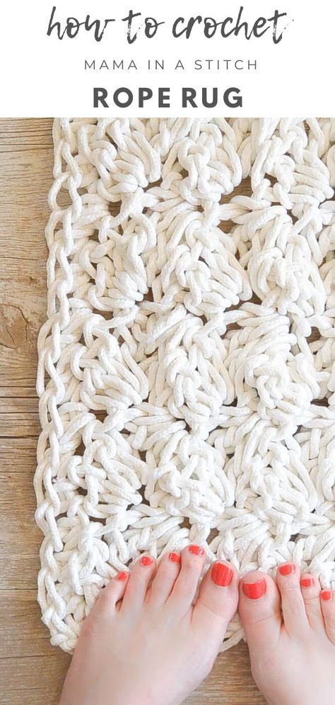 Mama In A Stitch, Crochet Rug Patterns Free, Rope Rug, Braided Rug Diy, Confection Au Crochet, Crochet Rug Patterns, Crochet For Home, Yarn Diy, Crochet Diy