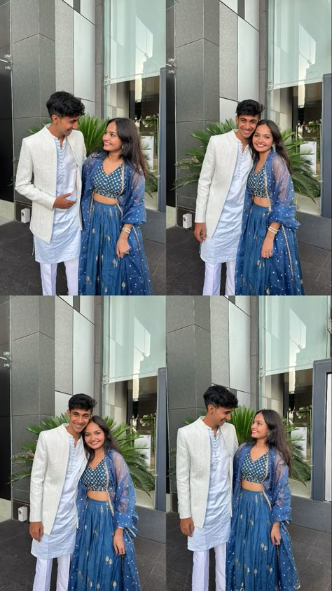 Traditional Couples Pic, Traditional Look Couple Poses, Couple Traditional Outfits Indian Aesthetic, Traditional Outfit Poses For Couple, Couple Photography Poses In Traditional Look, Couples Photos Traditional, Couple Poses For Farewell, Couple Photo Ideas Traditional, Couple Photo In Traditional