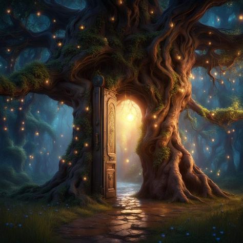 Magic Door Fantasy Portal, Books Nooks, Fantasy Door, Firefly Forest, The Night Garden, Whimsical Aesthetic, Fantasy Inspo, Cover Novel, Code Lyoko