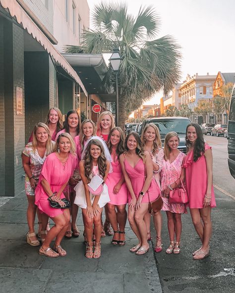 Bachelorette Party Recap! – Southern Curls & Pearls Bachelorette Party Outfit Night, Hen Do Outfits, Hens Party Themes, Charleston Bachelorette, Pink Bachelorette Party, Hen Party Dress, Pink Bachelorette, Hen Party Outfits, Bachelorette Party Weekend