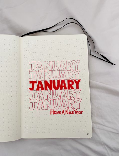 Journal Ideas For January, January Bullet Journal Cover, Journal Cover Page, Bullet Journal Cover, January Bullet Journal, Bullet Journal Ideas Templates, Creating A Bullet Journal, Bullet Journal Cover Page, Bullet Journal Mood Tracker Ideas