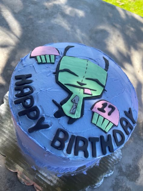 Invader Zim Cupcakes, Bday Cake Ideas Funny, Gir Cupcake, Invader Zim Cake, Invaders Zim, Zombie Cupcakes, Zombie Cake, Invader Zim Characters, Zombie Birthday