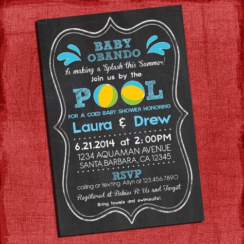 Baby Pool Party, Baby Q Invitations, Baby Shower Chalkboard, Dinosaur Baby Shower Invitations, Baby Ray, Ideas For Baby Shower, Couples Baby Shower Invitations, Baby Shower Invitations Design, Baby Room Diy