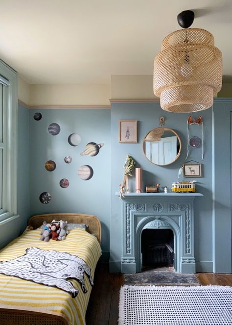 Mid Century Color Palette, Oval Room Blue, Mid Century Colors, Chimney Breast, Lorena Canals, Farrow And Ball, Blue Rooms, Blue Walls, Kid Spaces