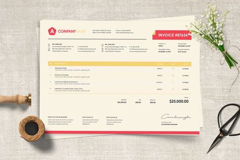 Landscape Invoice PSD Template Invoice Design, Bill Organization, Resume Design Template, Invoice Template, Resume Templates, Psd Templates, Company Names, Design Files, Design Bundles