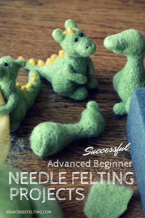 Successful Advanced Needle Felting Projects - Bear Creek Felting Needle Felt Patterns, Needle Felting Inspiration, Needle Felting Patterns Free, Needle Felting Projects Free Pattern, Felting Projects Ideas, Felting Projects For Beginners, Needle Felting Patterns, Needle Felted Dinosaur, Beginner Needle Felting