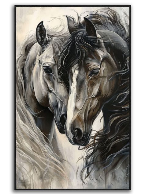 - High-quality printed animal canvases serving as fantastic decorative art   - We have wrapped canvases on inner frame or with a black floating frame - We will frame the artwork by hand and send you a physical painting with the options of 5 sizes and 2 different frame styles. Horse Art Painting, Colorful Horse Art, Equine Art Paintings, Horse Painting On Canvas, Horse Wall Decor, Horse Canvas Painting, Horse Poster, Ballet Painting, Horse Wall Art Canvases