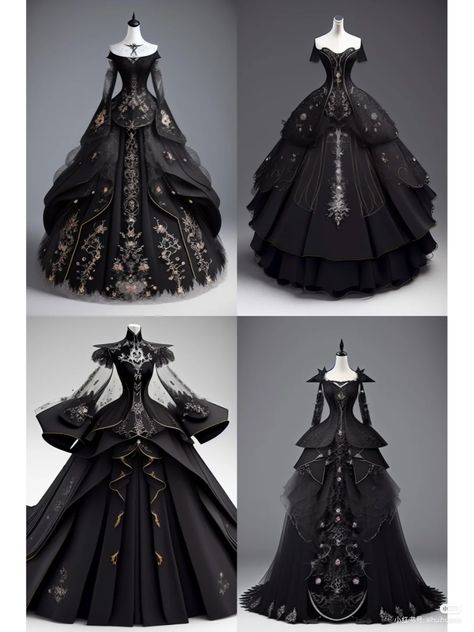 Prom Dresses Expensive, Demon Princess Outfit, Gothic Fantasy Dress, Mafia Wife Dress, Dark Fantasy Gown, Old Prom Dresses, Dark Fantasy Fashion, Fantasy Prom Dress, Black Fantasy Dress