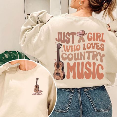 Country Music T Shirts For Women, Country Music Sweatshirts, Country Music Shirts, Tshirt Design Inspiration, Cowgirl Shirts, Country Shirts, Cute Shirt Designs, Southern Girl, Cute Sweatshirts