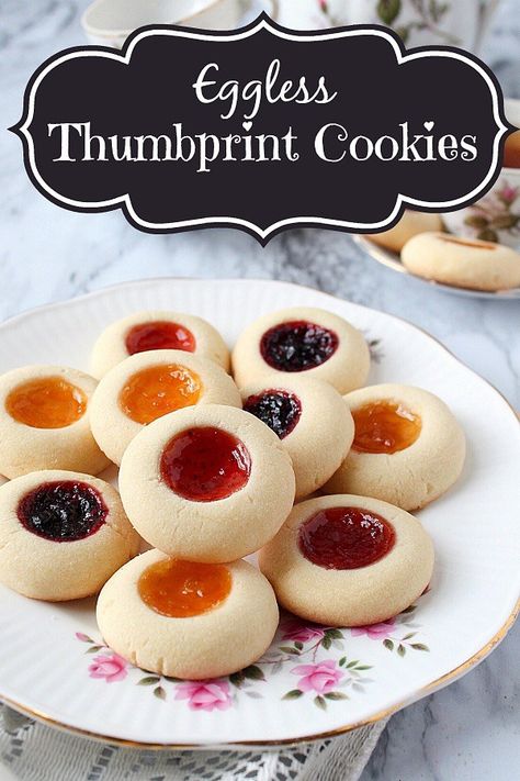 Eggless Jam Cookies, Eggless Holiday Cookies, Eggless Shortbread Cookies, Eggless Thumbprint Cookies, Christmas Cookies Eggless, Cookies Recipes Eggless, Eggless Christmas Cookies, Shortbread Thumbprint Cookies, Swedish Baking