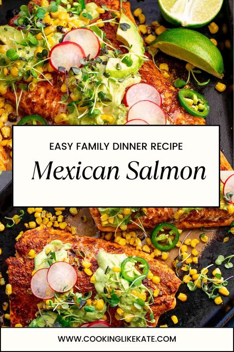 This Mexican salmon with a lime cilantro avocado sauce is a perfect dinner idea that combines clean eating with comfort food. It's a cheap and flavorful option that the whole family will love, making it a go-to for healthy, satisfying meals. Mexican Salmon, Cilantro Avocado Sauce, Cilantro Salmon, Avocado Lime Sauce, Salmon Spices, Satisfying Meals, Salmon Avocado, Avocado Sauce, Mexican Spices