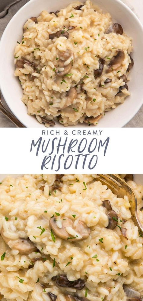 White Wine Mushroom Risotto, Rosoto Recipes Risotto Mushroom, Mushroom Parmesan Risotto, Gluten Free Mushroom Risotto, Authentic Risotto Recipes, Mushroom Rissoto Recipe, Yummly.com Recipes, Rissoto Recipes Easy Mushroom, Balsamic Risotto