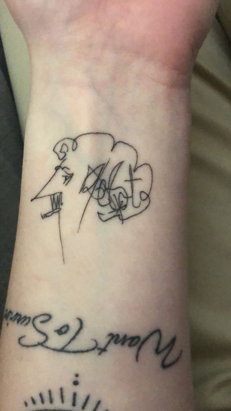 Wrist tattoo of Kurt Vonnegut smoking a cigarette Kurt Vonnegut Tattoo, Filler Tattoos, Kurt Vonnegut, Wrist Tattoo, Tattoo Inspo, Wrist Tattoos, I Tattoo, Skull Tattoo, Tattoo Quotes