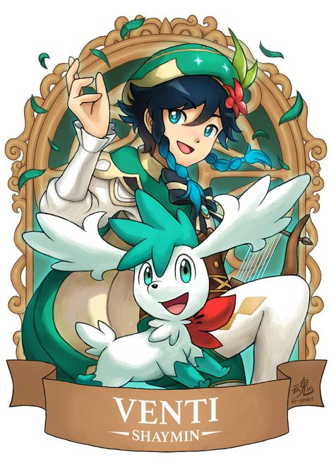 Genshin And Pokemon, Pokemon X Genshin Impact, Genshin X Pokemon, Genshin Impact Pokemon, Genshin Pokemon, Anime Chacters, Shaymin Pokemon, Character Thoughts, Emo Slayer